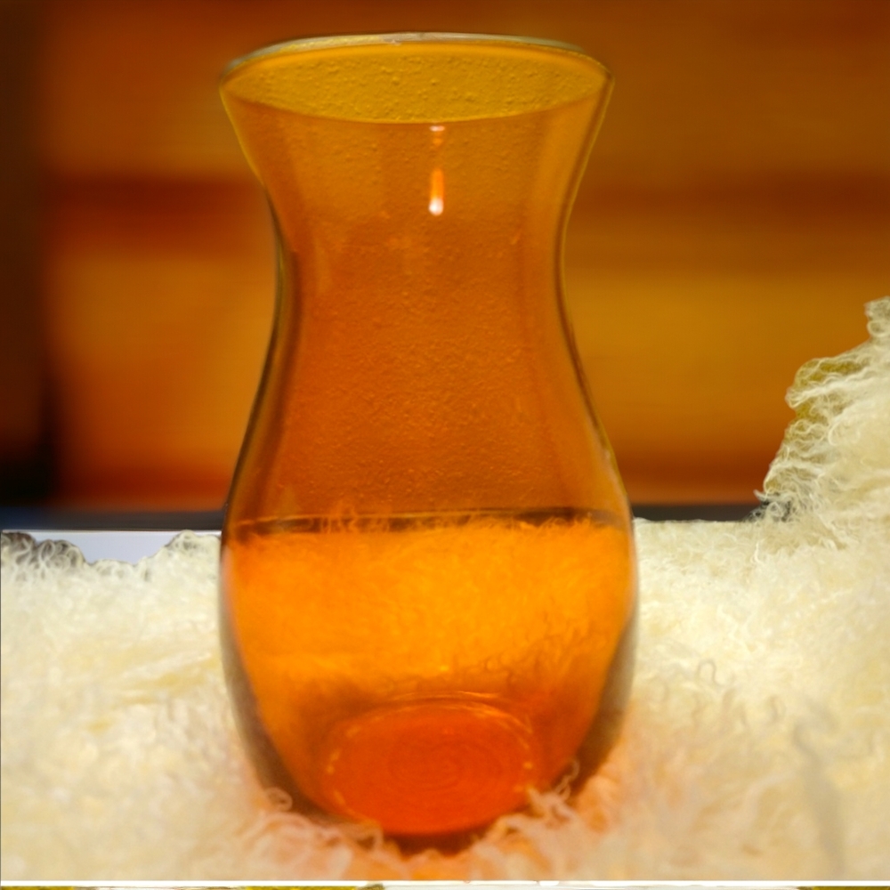 Vintage Orange Amber Glass Vase